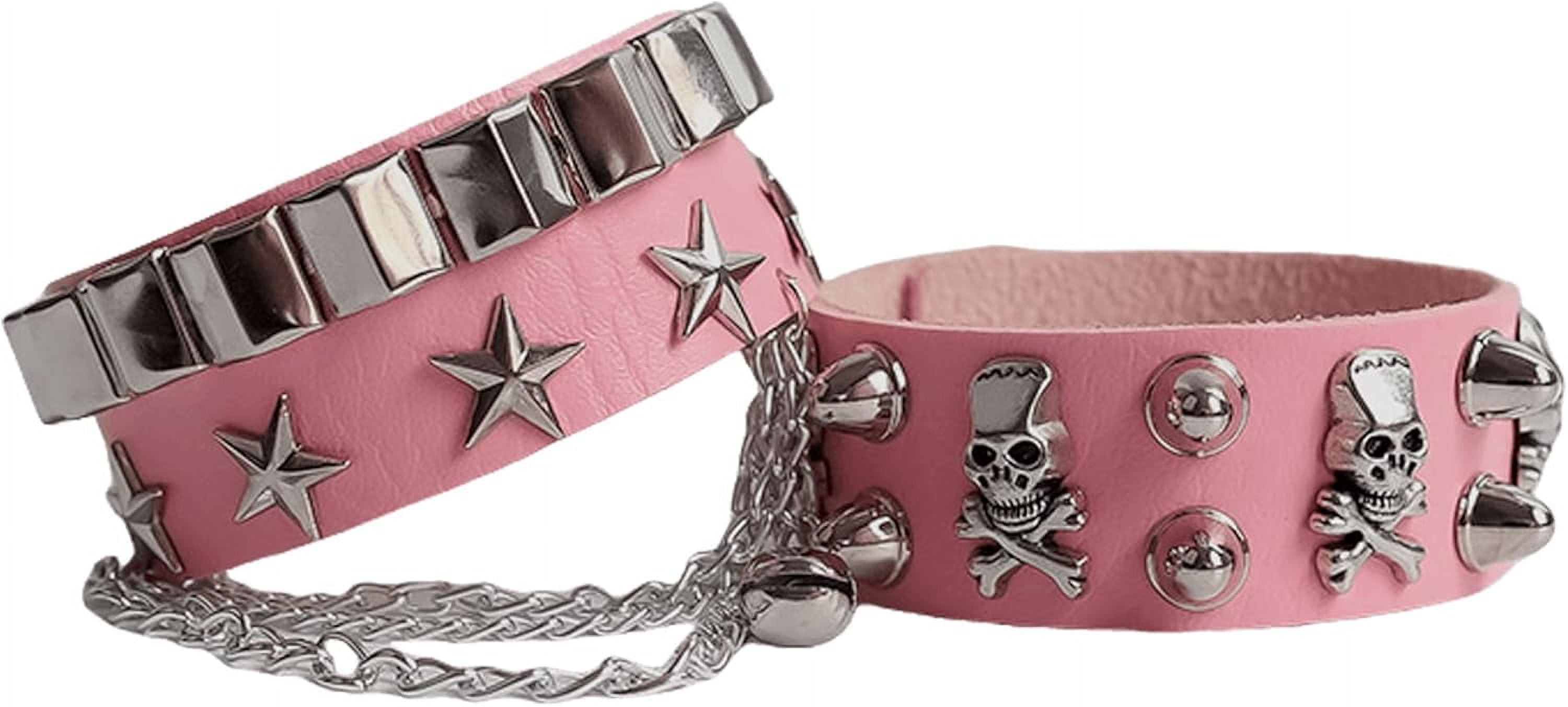 Leather Bracelet Combo Metal Star & Spike Inlay Grunge Leather Bracelet Combo Metal Star & Spike Inlay Grunge