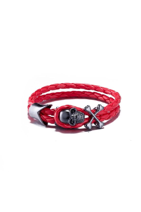 Leather Anchor Cross Bracelet Inch Skull 8 Inches 8mm Hook Clasp L439