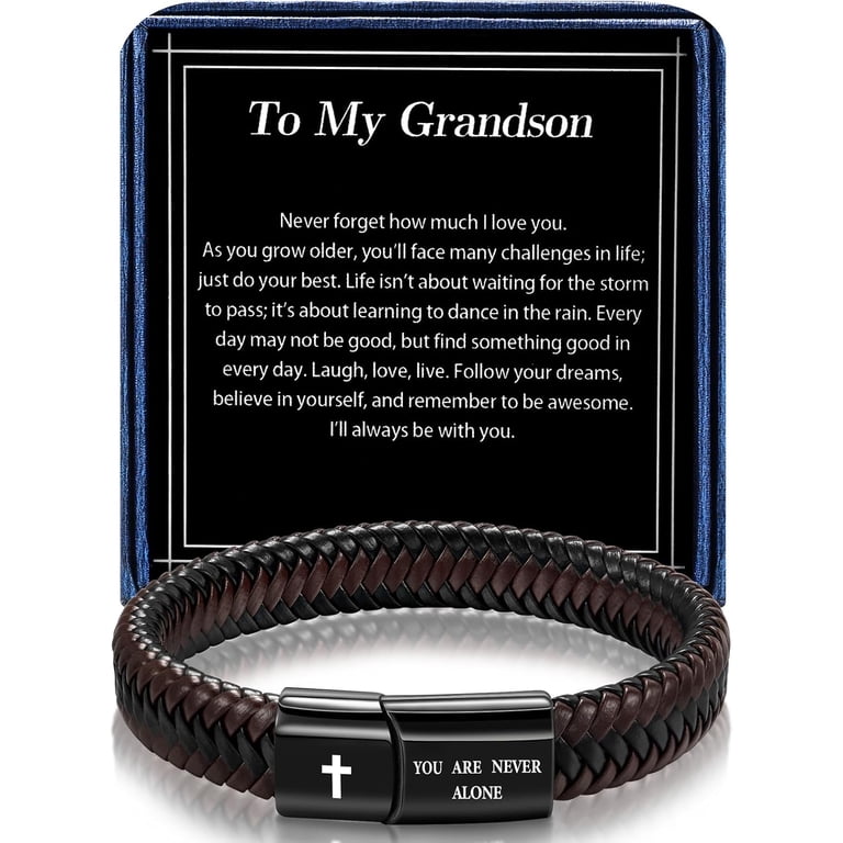 Leather Bracelet for Men Dad Husband Boyfriend Son Grandson Gift