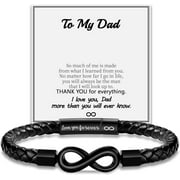 WONDERSHE Leather Bracelet for Men Teen Boy Gifts To My Son Bracelet from Mom Fathers Day Bracelet Gifts for Dad Grandpa Love You Forever Engraved Husband Birthday Gift Ideas Infinity Knot Jewelry