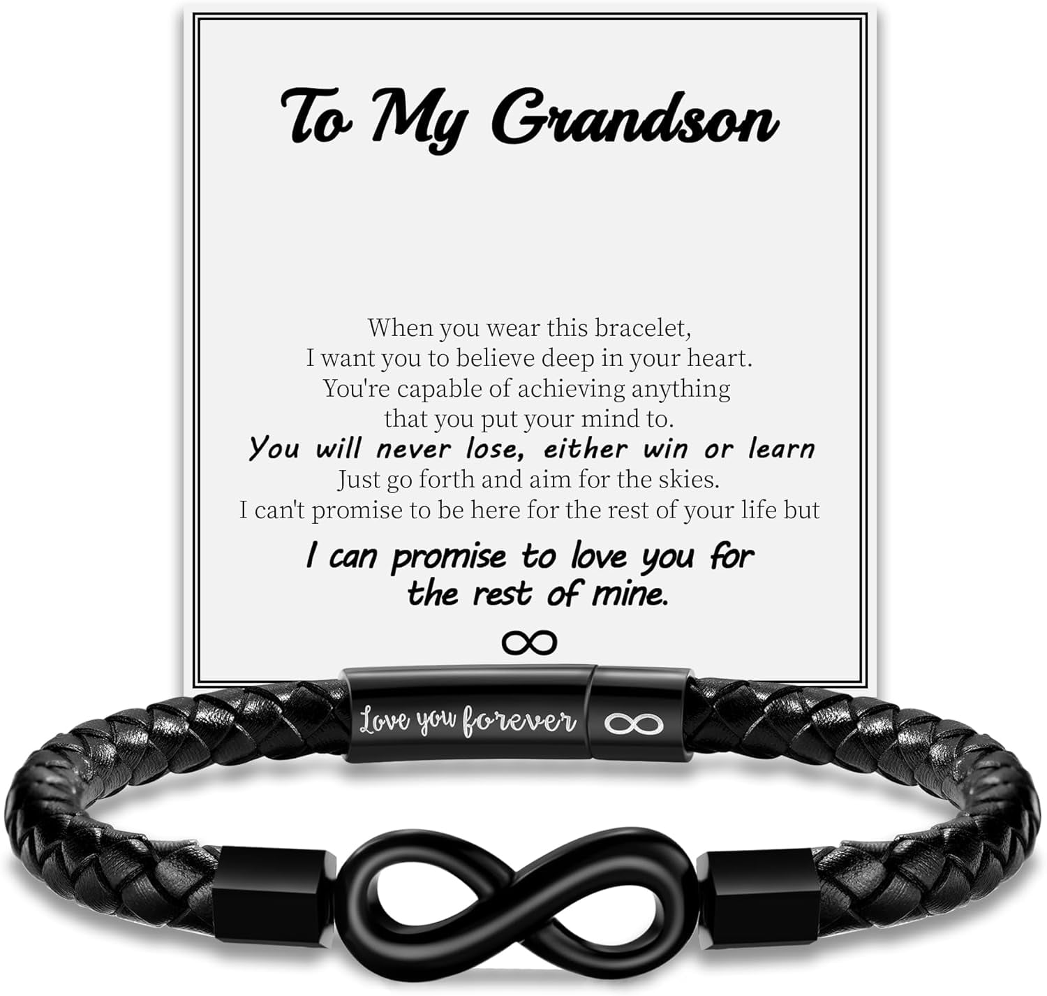Sistble Infinity Knot Leather Bracelet For Men – Engraved "Love You Forever", Gift For Son, Dad, Husband
