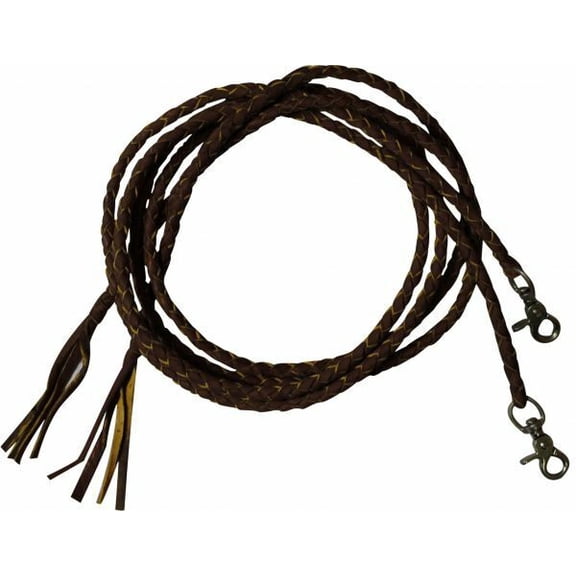 Leather Braided Split Reins  (Dark Brown)