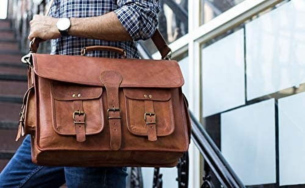 Leather Briefcase Laptop bag 18 inch Handmade Messenger Bags Best Satchel by KPL