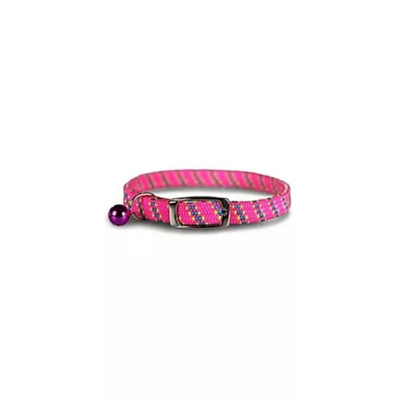 Leather Brothers 3914-BK 0.37 x 8-14 in. Pattern Stretch Cat Kwik Klip Collar with Bell, Black