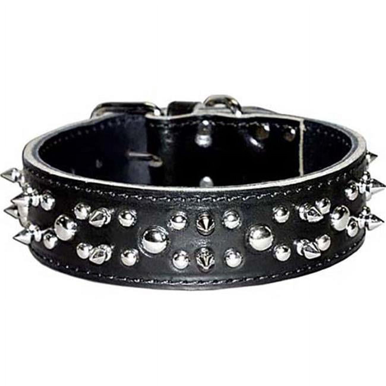 Leather Brothers 6022BK26 1.75 x 26 in. Latigo Spike & Stud Dog Collar