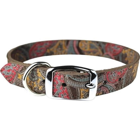 Leather Brothers 6246-CH14 0.5 x 14 in. Paisley Dog Collar, Chocolate