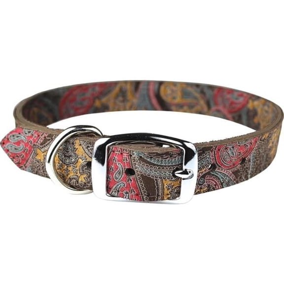 Leather Brothers 6247-CH18 0.75 x 18 in. Paisley Dog Collar, Chocolate