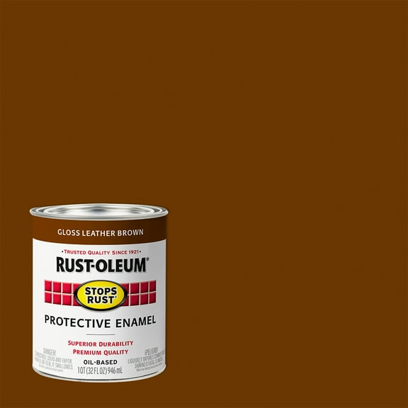 2 Pack, Leather Brown(100 Voc), Rust-Oleum Stops Rust Gloss Protective Enamel- 353577, Quart