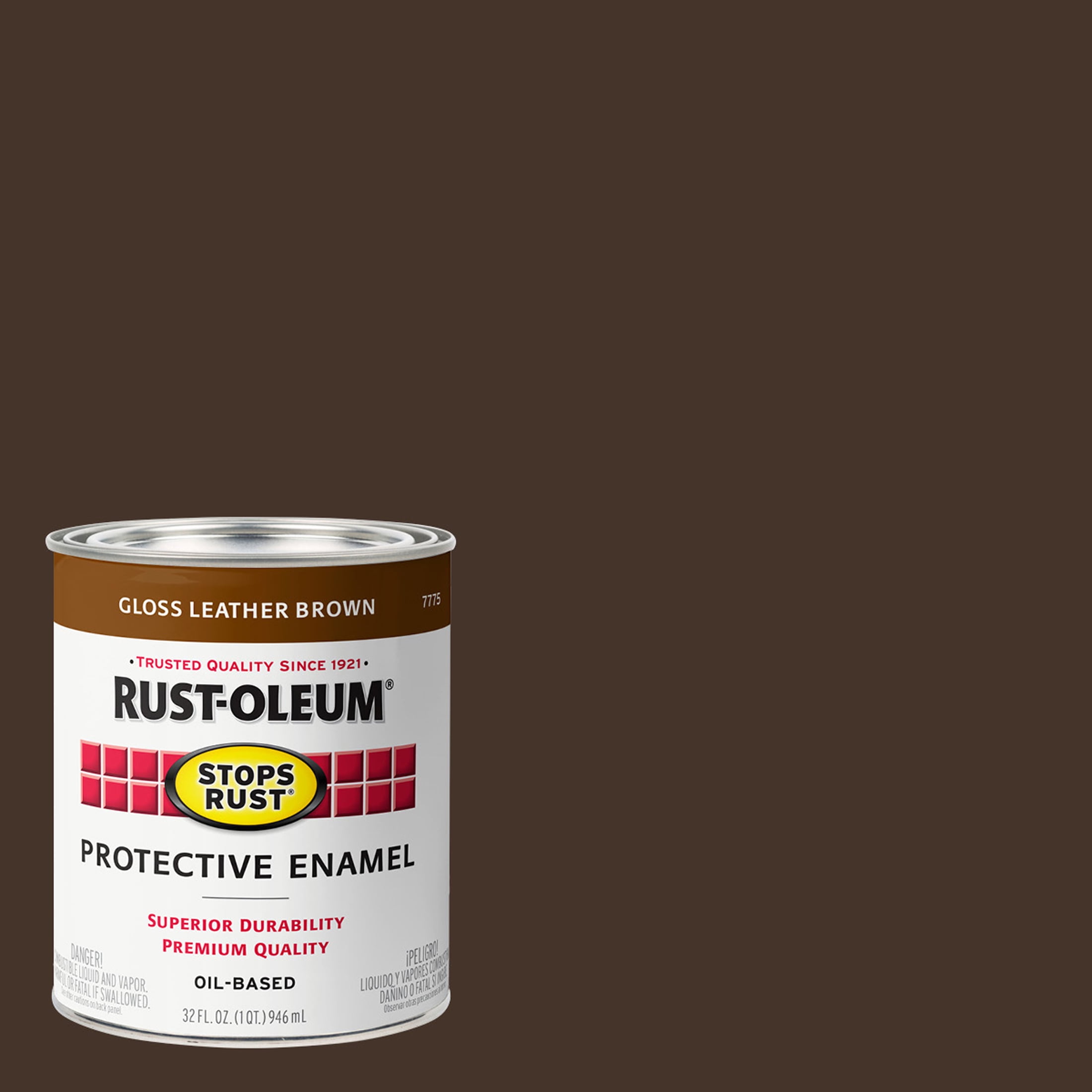 Leather Brown, Rust-Oleum Stops Rust Gloss Protective Enamel Paint- 7775502, Quart- 2 Pack