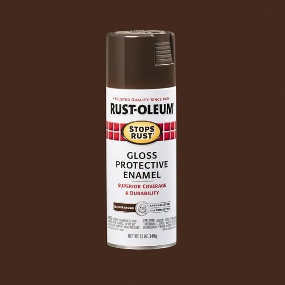 Leather Brown, Rust-Oleum Stops Rust Protective Enamel Gloss Spray Paint-7775830, 12 oz