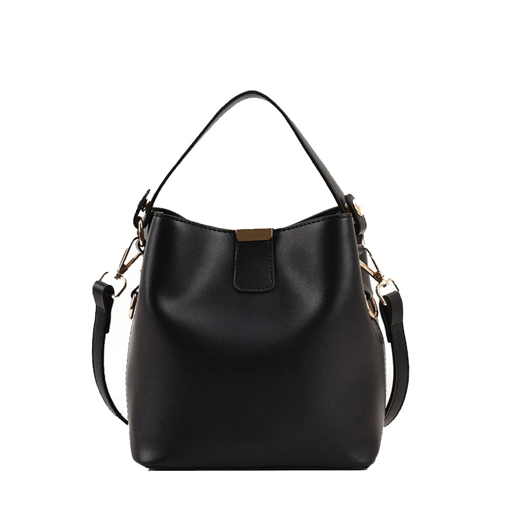 Leather Bucket Crossbody Bag for Women Medium Hobo Purse Handbag Fashion Ladies Top Handle Tote Shoulder Bag