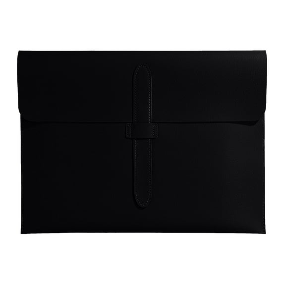 Leather Business Briefcase with File Storage, Waterproof and Portable Document Folder for Contracts and Office Use - Black