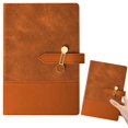thumbnail image 1 of Leather Business Notebook A5 Journal, Reusable Notebook with 224 Lined Pages and Metal Buckle Closure for Work Office Writing, Brown, 1 of 9