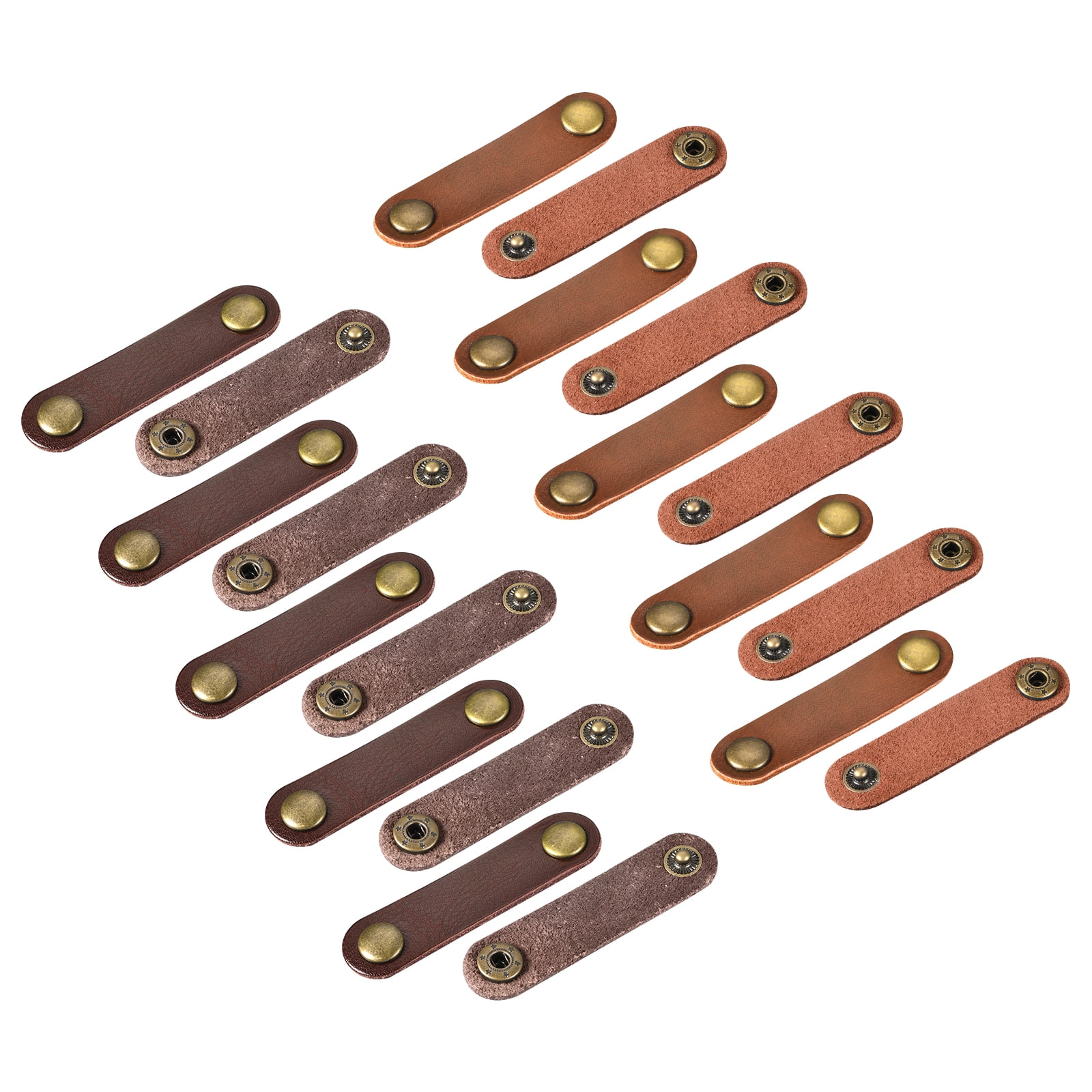 20 Pack Leather Cable Ties - Colorful Cord Organizers For Wires, USB, Headphones | Soft Snap Design