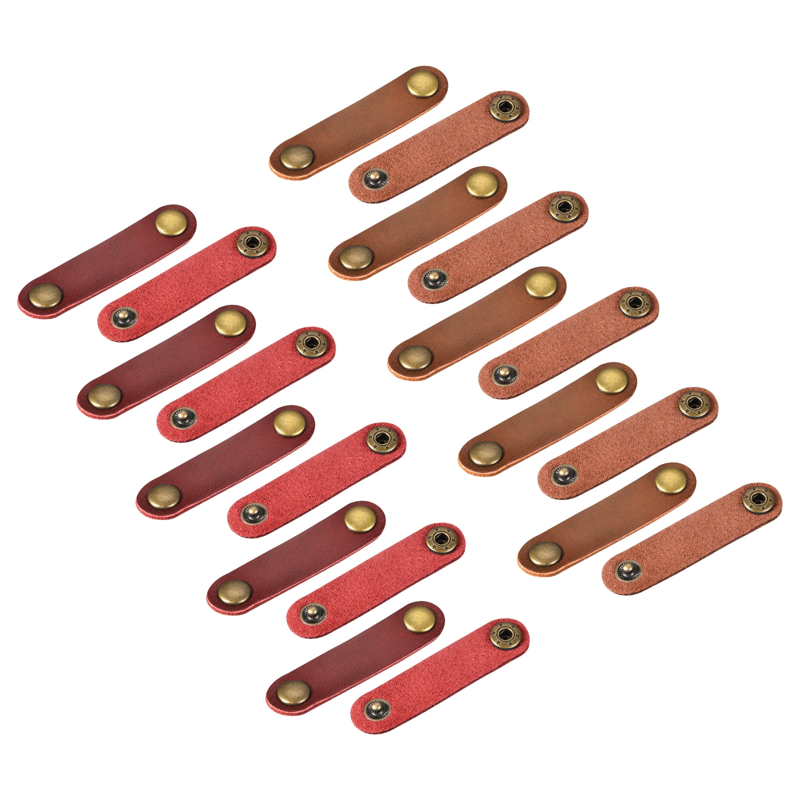 24PCS Leather Cable Ties - 3.8\" & 3.2\" Cord Organizers In 8 Colors For Cable Management