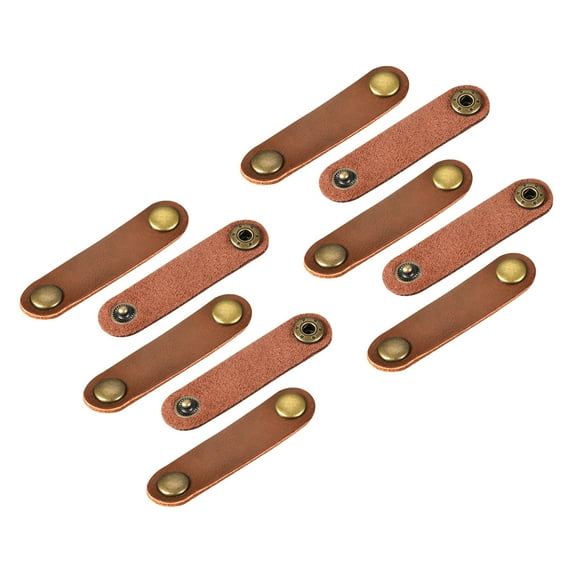 Leather Cable Tie Leather Cord Organizer 63x16mm Cable Straps Cable Leather Clips Light Brown, Pack of 10