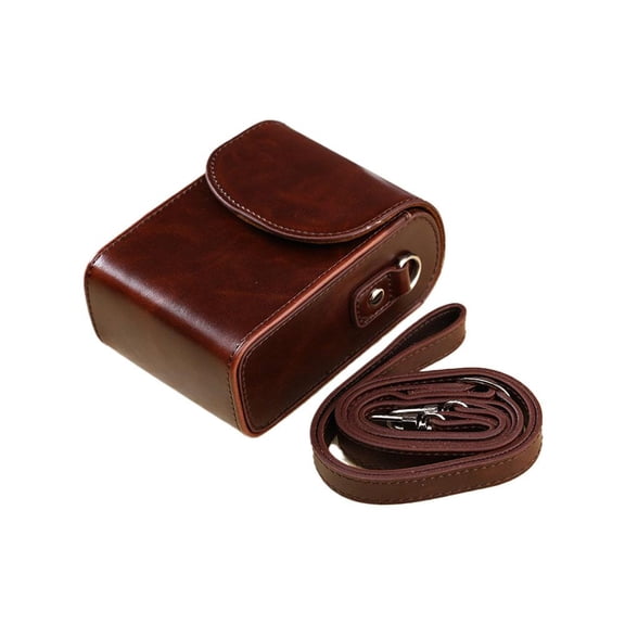 Leather Camera Bag for DSLR - Black, Coffee, Brown, White, 115x75x40mm, 100g, Includes Shoulder Strap