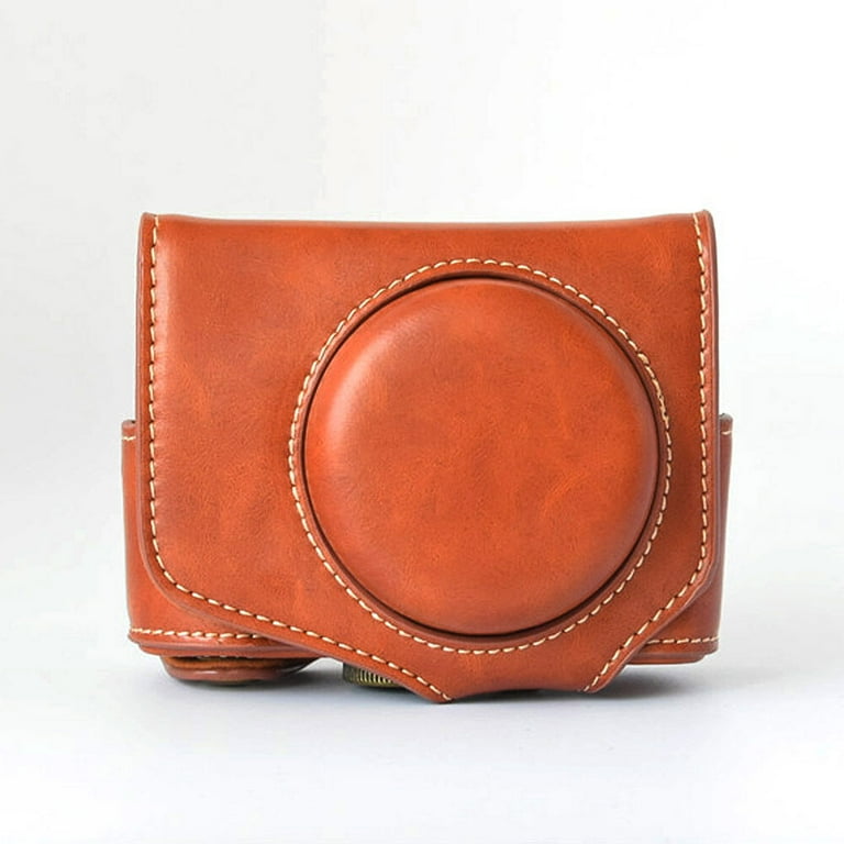 Leather Camera Case Bag with Strap for Canon Powershot G7 X Mark II G7X II Camera Brown