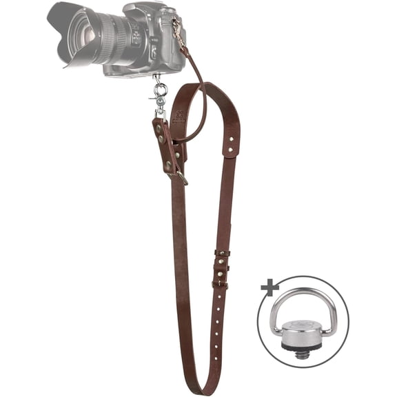 Leather Camera Strap Crossbody for DSLR, Mirrorless Secure Dual Mount, Quick Release for Professional Photography