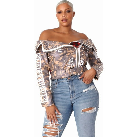 Leather Camo Jacket -81939