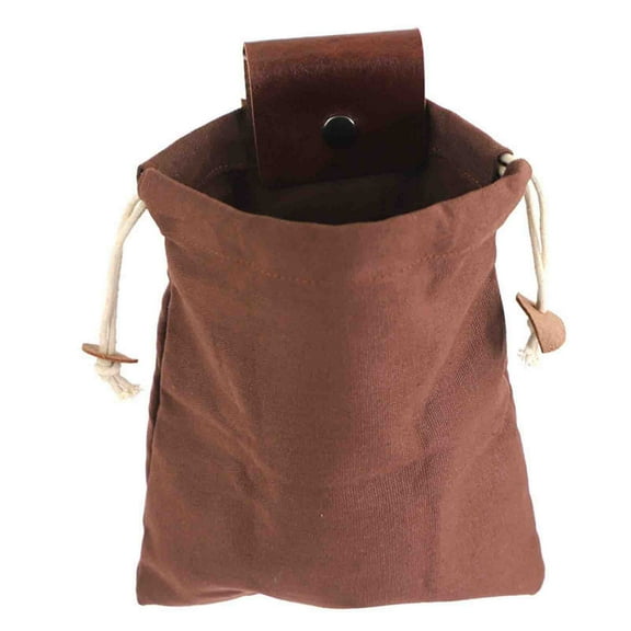 Leather Canvas Outdoor Foraging Bag Waist Hanging Tool Pouch for Camping,Fruit Picking & Jungle Storage 21.5x20cm Includes Belt Loop & Zipper Pockets for Keys & Small Items