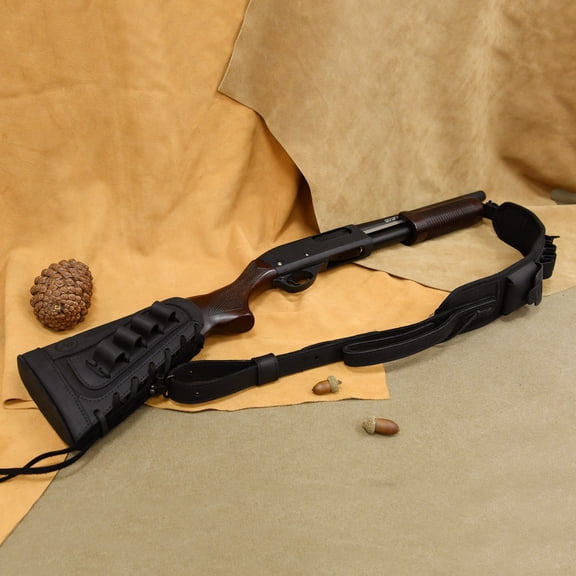 Leather Canvas Shotgun Buttstock Cover Protector and Shotgun Strap Sling Combo for 12GA