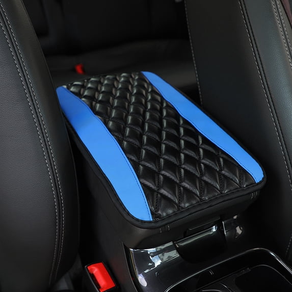 Leather Car Armrest Box Mat Universal Center Console Cover Pad for Truck SUV Van Vehicle Armrest Protector Waterproof Scratch-Resistant Hexagonal Mesh