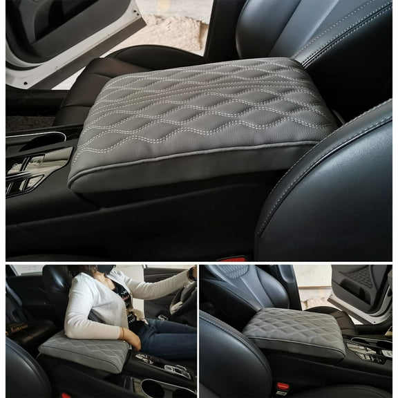 Leather Car Armrest Box Pad Car Center Console Cover - Armrest Box Mat, Memory Foam Leather Armrest Cover For Car, SUV/Truck/Vehicle Armrest Mat