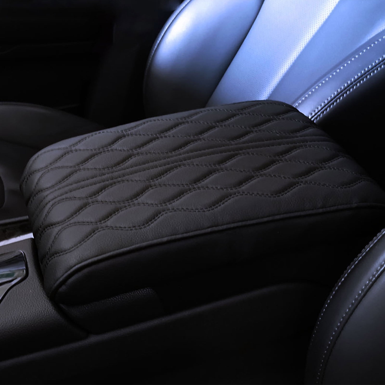 Leather Car Armrest Box Pad Car Center Console Cover - Armrest Box Mat ...