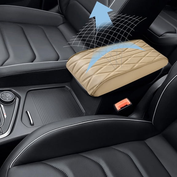 Leather Car Armrest Box Pad, Universal Center Console Cover, Soft Memory Foam Armrest Cushion, Waterproof Protective Car Interior Accessory for SUV Truck and Vehicle