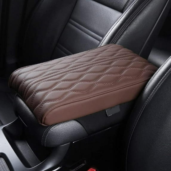 Leather Car Armrest Box Pad - Universal Center Console Leather Pad, Armrest Universal Car Box Pad, Car Armrest Rest Support, Memory Foam Armrest Box for Vehicles