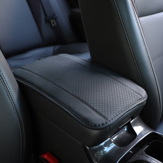 Leather Car Armrest Cover - Waterproof Center Console Protector Mat with Non-Slip Design, Universal Fit for Cars, SUVs, Trucks (12.6x7.5 Inches) - Black Wine Blue Gray Beige Pink