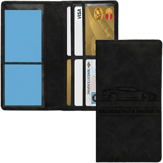 Leather Car Document Organizer, Vehicle Registration and Insurance Card Holder, Interior Storage Pouch for Easy Access