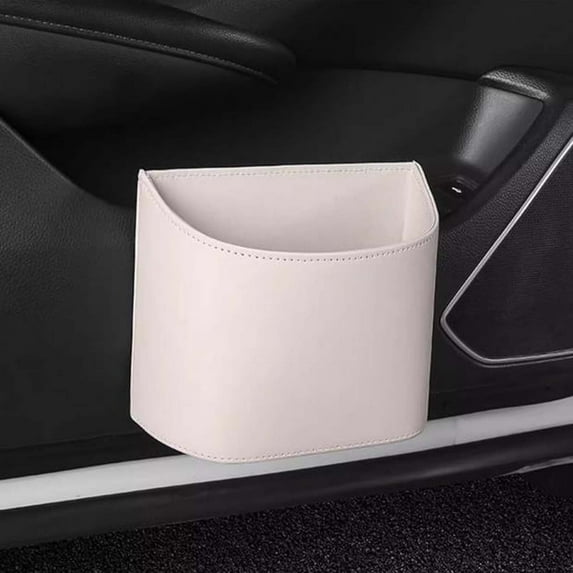 Leather Car Door Organizer Storage Pouch with Cup Holder, Trash Bin & Phone Pocket, Universal Vehicle Side Door Panel Mount Accessory for Sedan SUV Truck Interior Organization