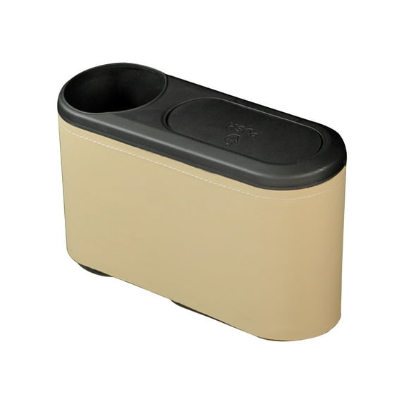 Leather Car Door Storage Organizer with Clasp Trash Can Umbrella Holder Multi-Pocket Design for Water Bottles Gadgets Black Beige or Brown 1 Pack