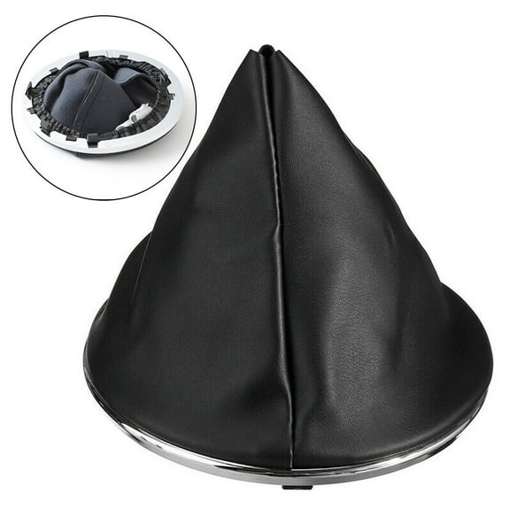 Leather Car Gear Stick Shift Shifter Cover Boot Black For Fiat 500C 2007-2015