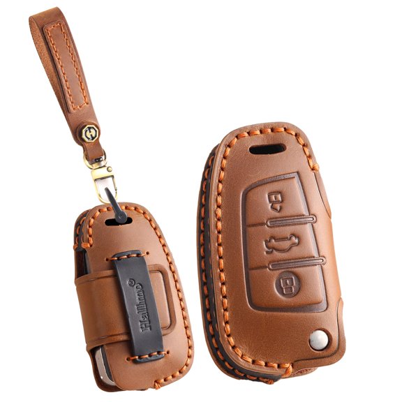 Leather Car Key Case Fit for Audi Flip Folding Key Fob Handmade Key Cover for A1 A3 A4 A5 A6 A6L A8 Q2 Q3 Q5 Q7 TT TTS R8 S3 S4 S5 S6 RS3 RS4 RS Key Remote,Anti-Scratched Key Protector