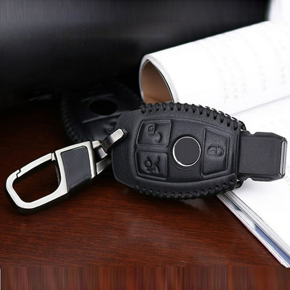 Leather Car Key Case Fob Cover Chain for Mercedesenz Remote 3uttons