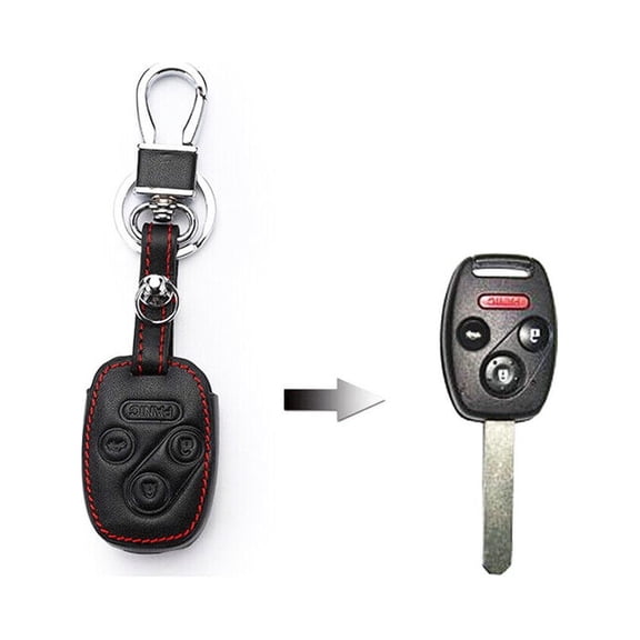 Leather Car Key Fob Case Cover Holder Bag For Honda Accord Civic CRV 4/3 Buttons