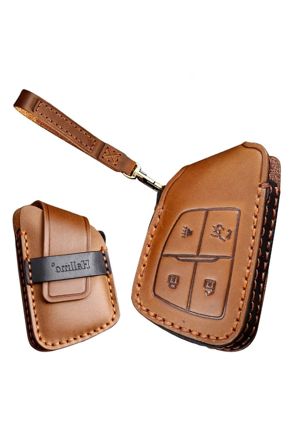 Leather Car Key Fob Cover Fit for Buick Envision Avenir Keychain Smart Key Case Key Shell Protector 4 Button Keychain