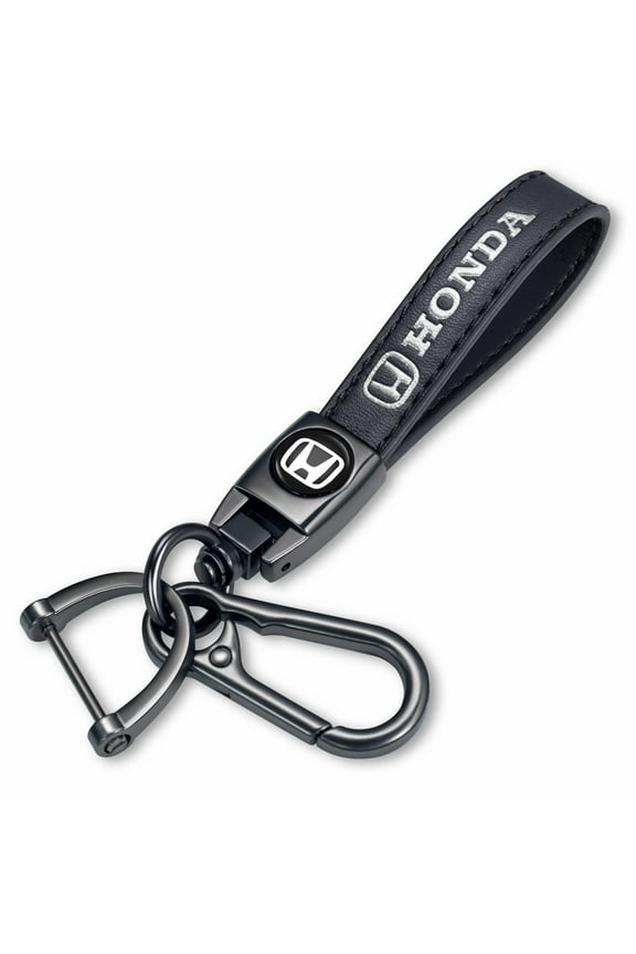Leather Car Keychain - Premium Keyring Compatible with Honda Accord, Civic, CR-V, Pilot, Fit, Odyssey, EX, EX-L, and Touring Models, Stand Size