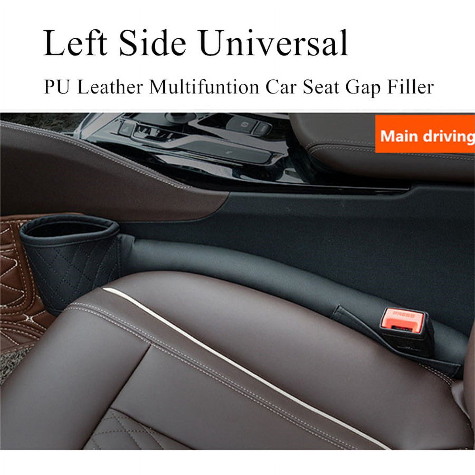 Leather Car Left Side Seat Gap Filler Pocket Leak Stop Soft Padding W/Cup  Holder 