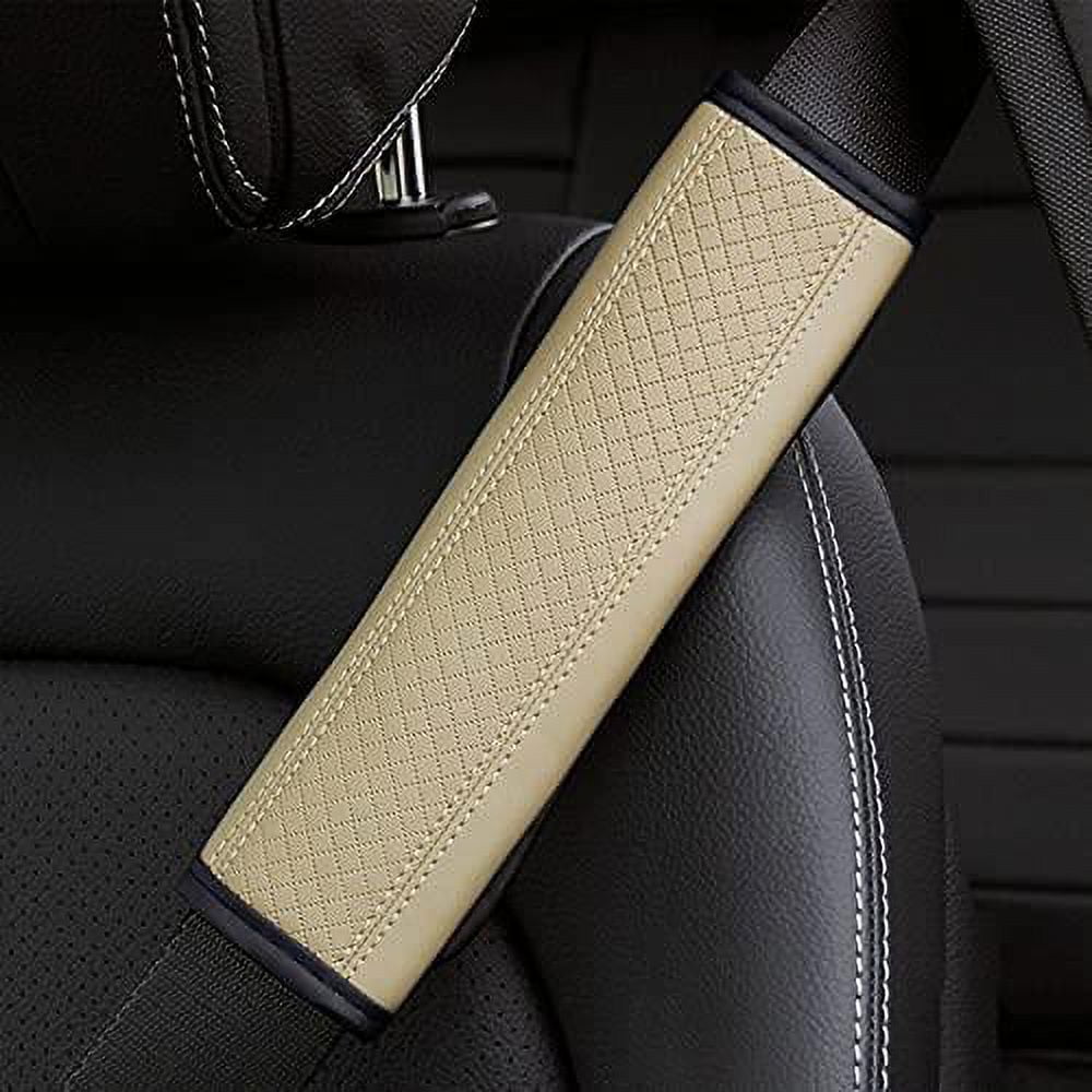 Leather Car Seat Belt Pad ,Seat Belt Cover-Soft and Comfortable Seat Belt  Pad Multifunctional Safety Belt Cover for Children and Adults Seat Belts 
