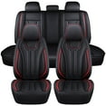 thumbnail image 1 of Leather Car Seat Cover 5 Seats for Chevrolet Chevy Silverado GMC Sierra 1500 2500HD 3500HD 2007-2021 Full Set Cushion Seat Covers for Cars Waterproof, Red, 1 of 10