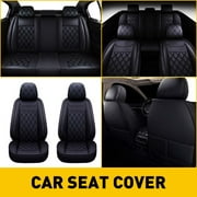 Leather Car Seat Cover 5 Seats for Chevy Silverado GMC Sierra 1500 2500HD 3500HD 2007-2022 Full Set Cushion Seat Covers for Cars Durable Waterproof, Black