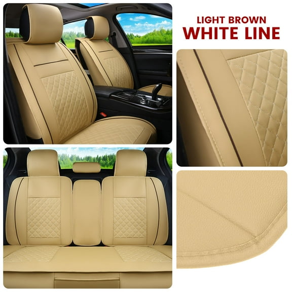 Leather Car Seat Covers,Car Seat Protector Waterproof,Seat Covers Full Set, Car Seat Protectors 5 Seats,Automotive Seat Covers Fit Most Cars