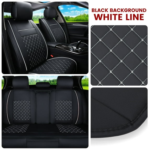 Leather Car Seat Covers,Car Seat Protector Waterproof,Seat Covers Full Set, Car Seat Protectors 5 Seats,Automotive Seat Covers Fit Most Cars