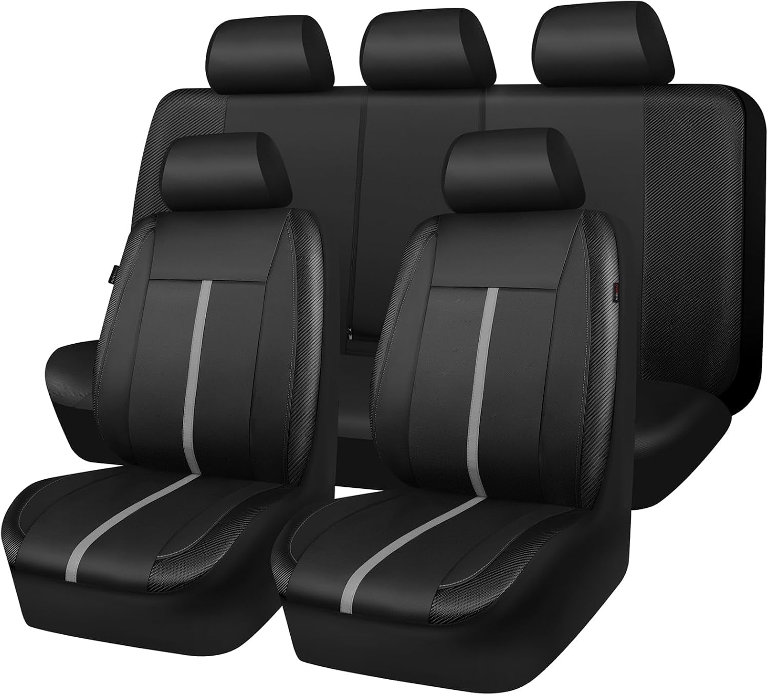 Leather Car Seat Covers, Full Set PU Leather and Carbon Fiber Leather