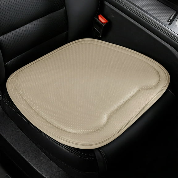Leather Car Seat Cushion for Drivers - 4 Season Ventilated & Breathable Cushion, 46x46cm (18x18"), Red/Gray/Coffee/Beige, Universal Fit, Easy Install