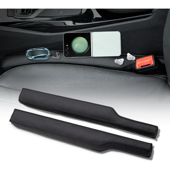 Leather Car Seat Gap Filler 2 Packs, Seat Crevice Blocker Between Seat and Center Console for Car Truck SUV, Stop Things from Dropping, Universal Car Essentials Interior Accessories